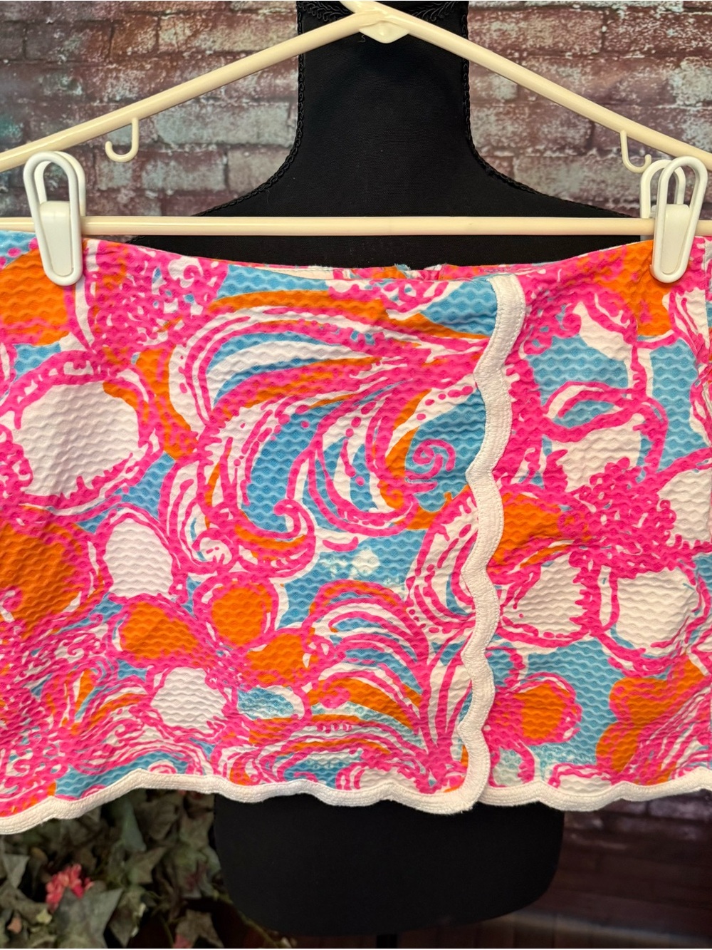 Lilly Pulitzer Hot Pink, Blue & Orange Scalloped Mini Skirt